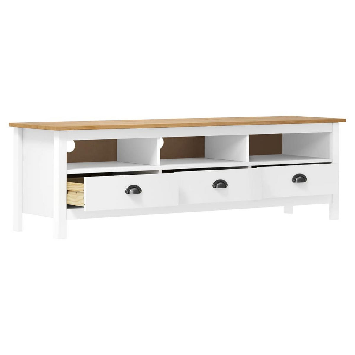 TV-SCHRANK Hill Weiss 158/40/47 Cm Massivholz Kiefer - Weiß, Holz (34/40/105cm) - vidaXL