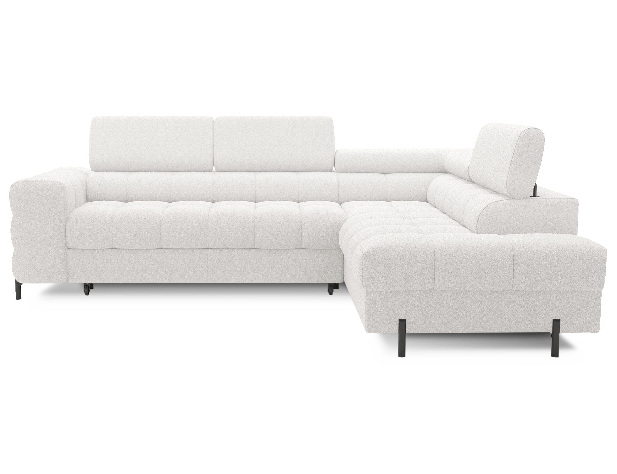 ECKSOFA FERUCCE L-Form – Polsterecke mit Schlaffunktion, Bettkasten & verstellbaren Kopfstützen 276 cm - Weiß, Kunststoff (276/200cm)