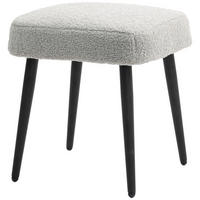 FUSSHOCKER Sitzhocker Quadratischer Schminkhocker mit Kaschmir-Optik, Stahlbeine - Hellgrau, Kunststoff (42/44/42cm) - HOMCOM
