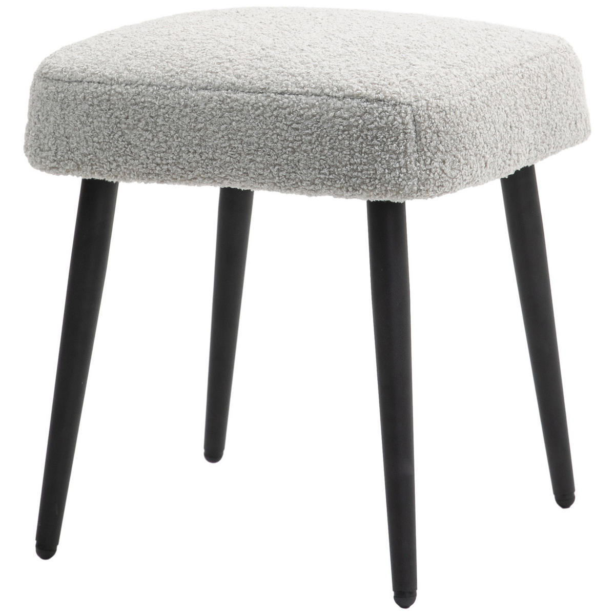 FUSSHOCKER Sitzhocker Quadratischer Schminkhocker mit Kaschmir-Optik, Stahlbeine - Hellgrau, Kunststoff (42/44/42cm) - HOMCOM