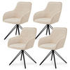 DREHSTUHL Clyde Samt beige mit Armlehne (4er-Set) - Beige, Textil (57/85/61cm) - Juskys