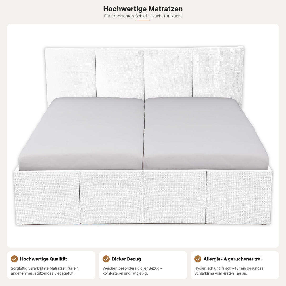POLSTERBETT Dalas Weiß 200 x 200 x 40 cm Bettkasten Mit hochwertiger Matratze H2 (bis 100 kg) und Lattenrost - Weiß, Holz (200/200cm) - Halmon Schlafkomfort Betten 