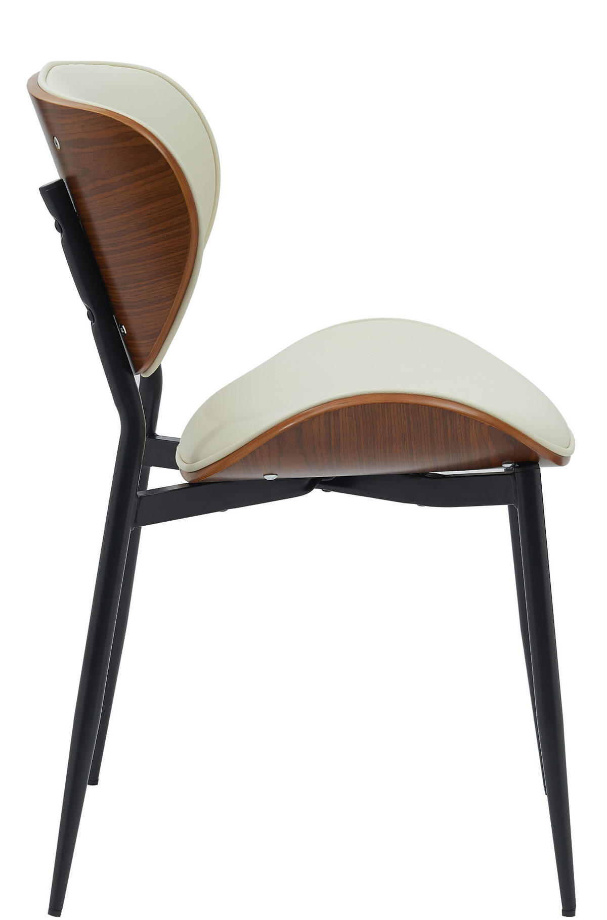 STUHL 2er Set Lederlook Walnuss/Creme - Walnussfarben/Creme, Textil/Metall (50/80/54cm) - CLP