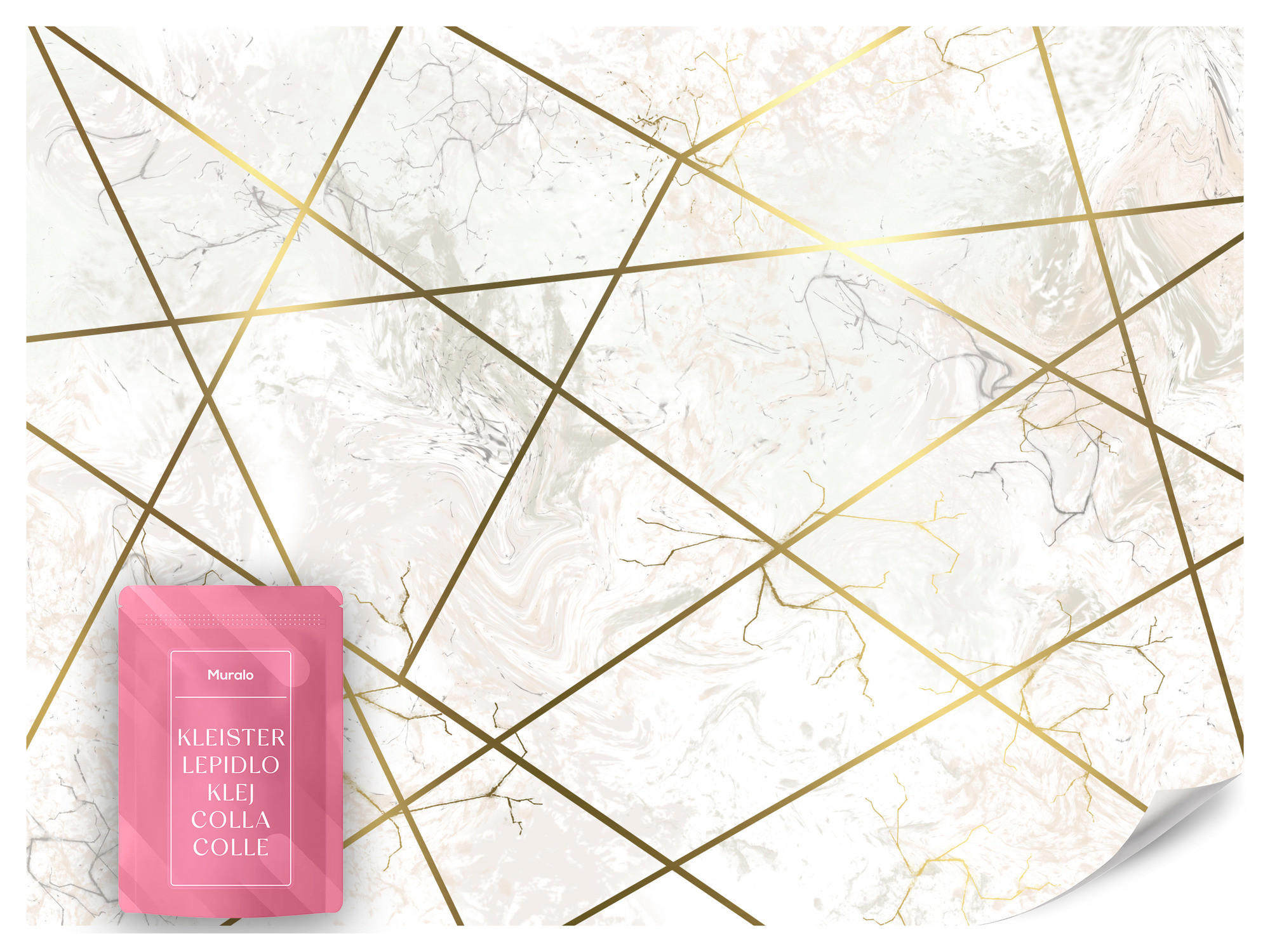 FOTOTAPETE Marmor Linien Abstraktion 450x315 - Gelb/Beige, Papier (450/315cm) - Muralo