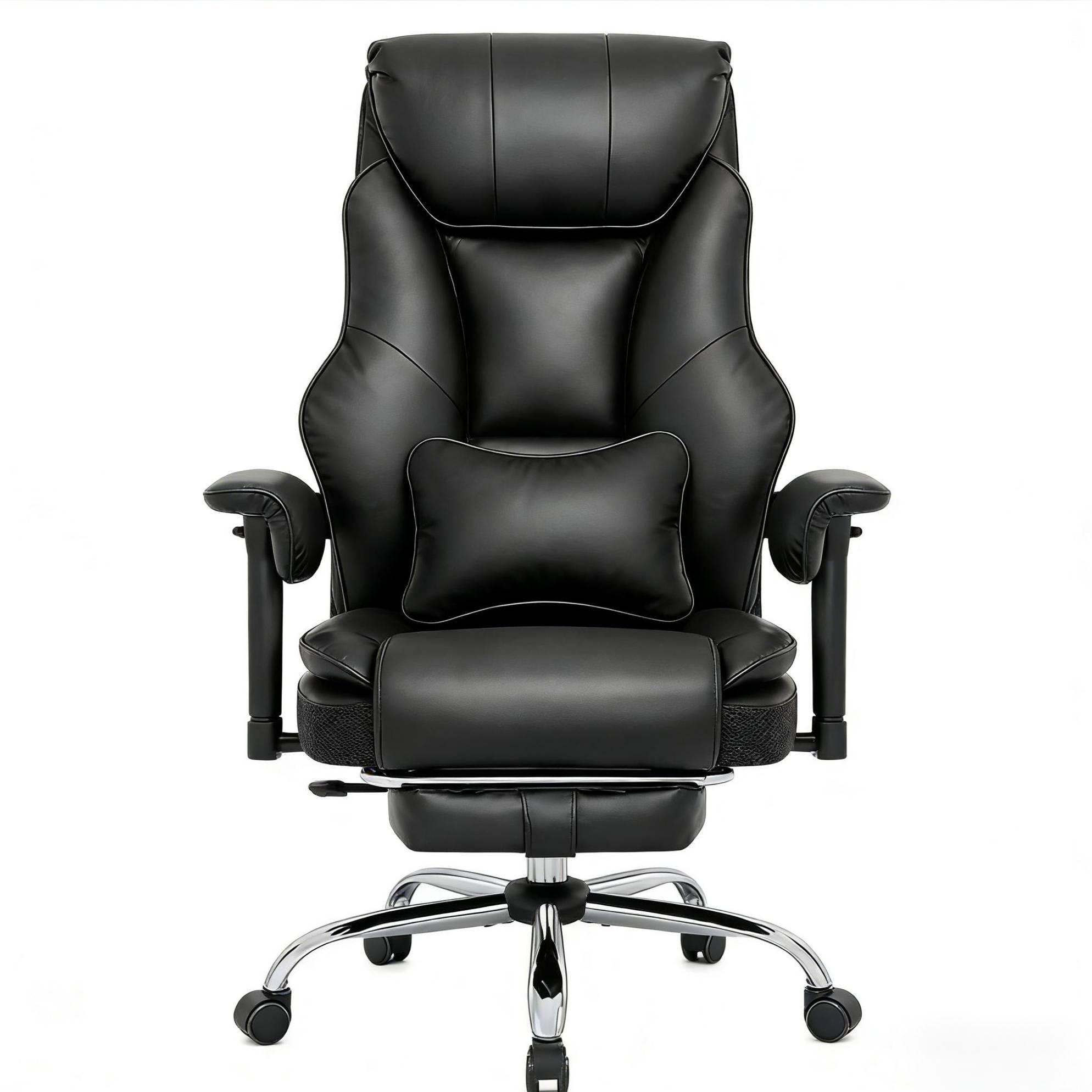 BÜROSTUHL ergonomisch höhenverstellbar Schwarz mit Fußlehne - Schwarz, Metall (77/125.5/35.5cm) - Meubliv