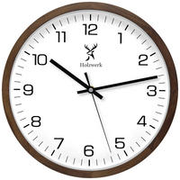 WANDUHR Holz Designer BLOMBERG Loft Wand Uhr, braun, weiß - Schwarz/Braun, Glas/Holz (30/30/4.2cm) - Holzwerk