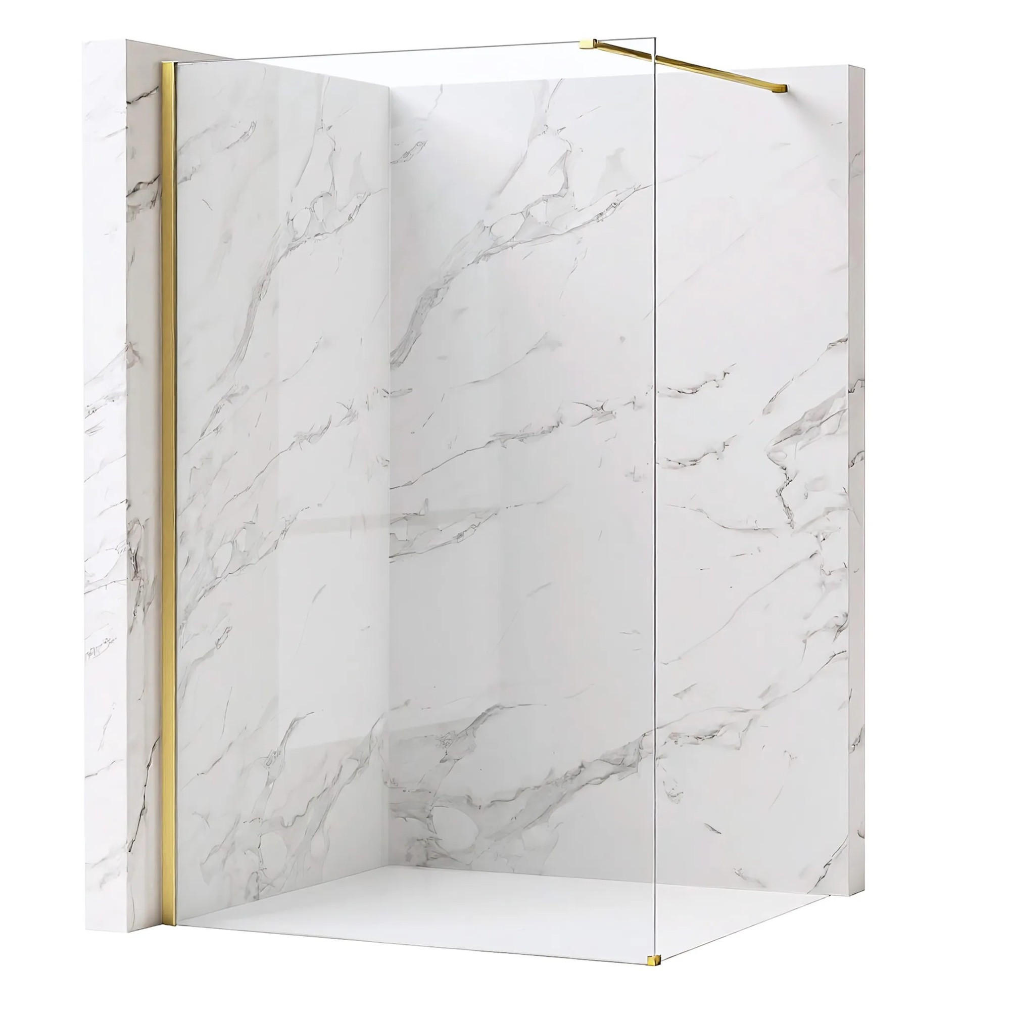 DUSCHWAND Rea Flexi Transparent / Brush Gold 80 - Goldfarben, Glas (120/80/195cm) - REA