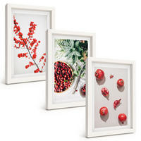 BILDER SET 3er Set - 20x30 cm Weißer Rahmen - Minimalismus der roten Früchte von Pflanzen - Weiß, Kunststoff (20/30cm) - TULUP