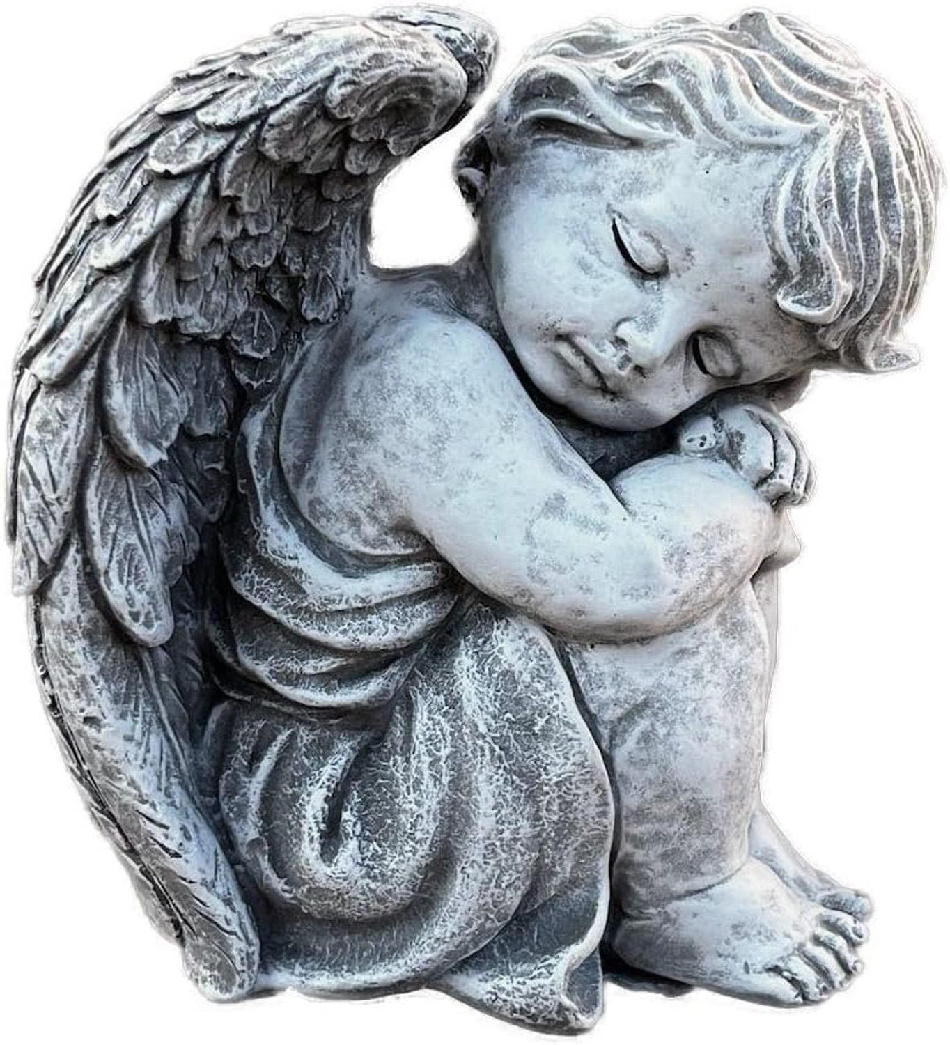STEINFIGUR Engel sitzend groß Steinguss frostfest - Grau, Stein (20/23/18cm) - stoneandstyle