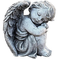 STEINFIGUR Engel sitzend groß Steinguss frostfest - Grau, Stein (20/23/18cm) - stoneandstyle