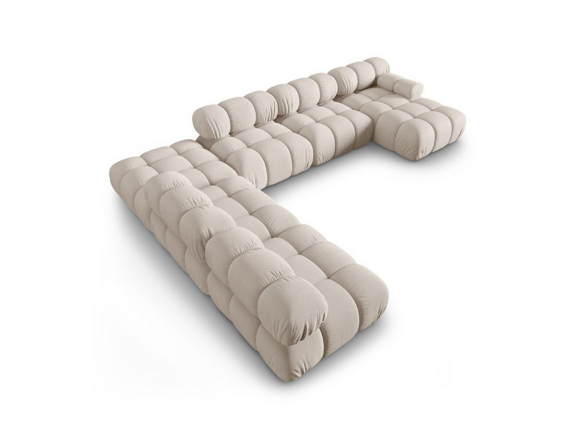 PANORAMASOFA modular links Bellis aus 3D-Stoff leichtes beige 7 Sitzplätze - Creme, Textil (282/70/376cm) - Micadoni
