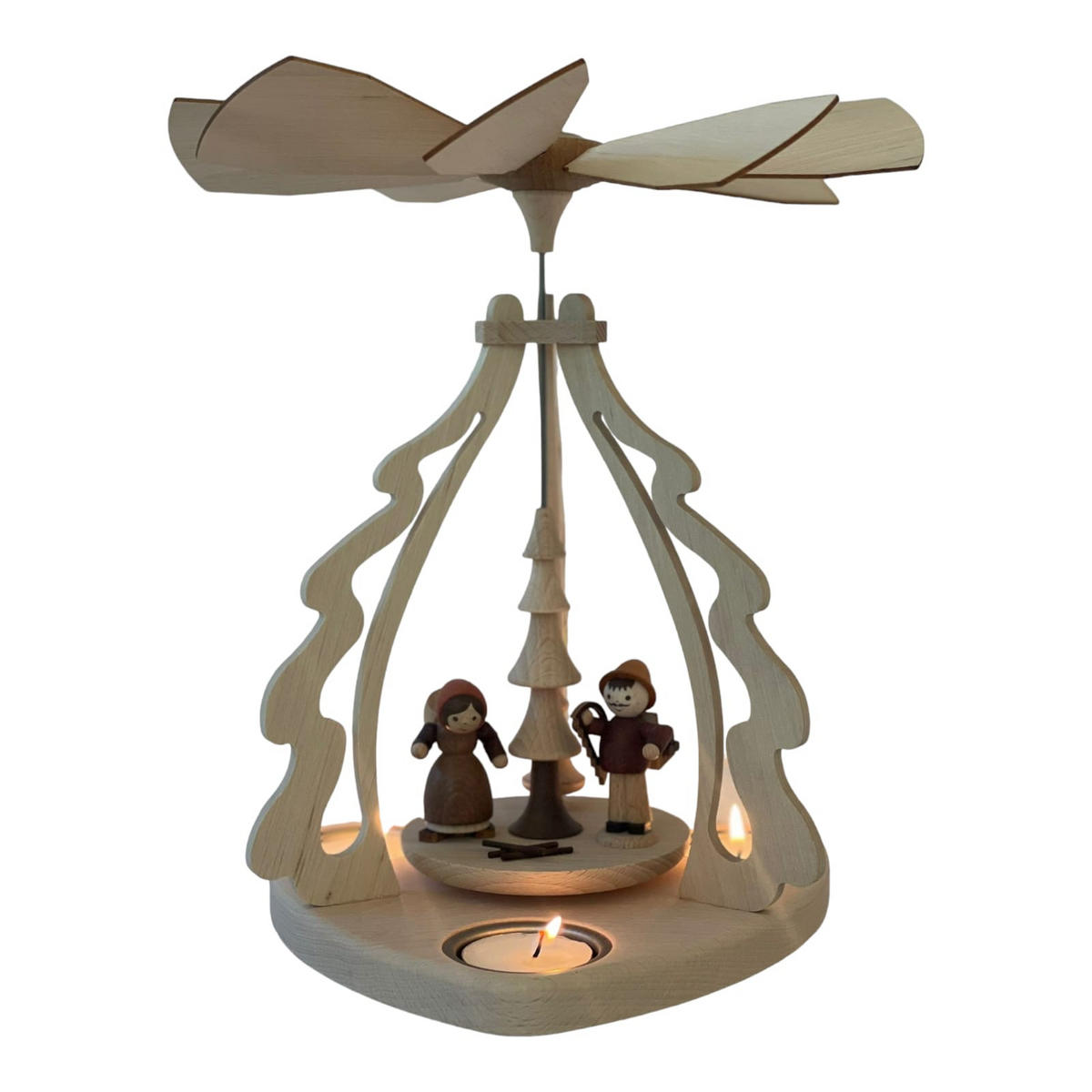 PYRAMIDE Waldfiguren für 3 Teelichter 23/23/27 cm - Multicolor, Holz (23/27/23cm)