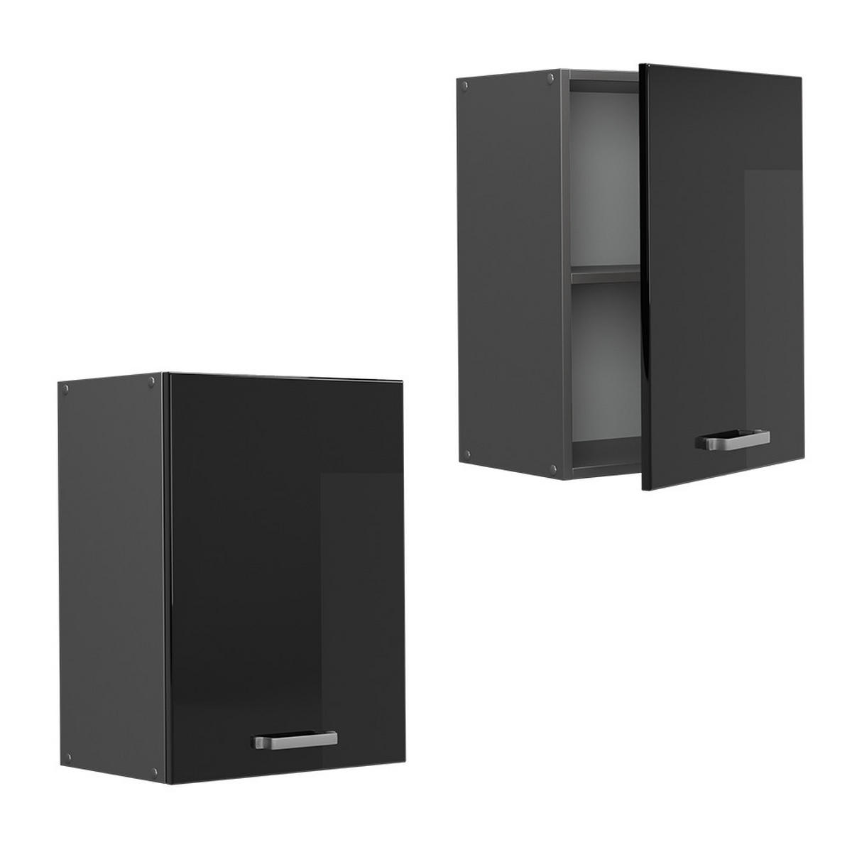 HÄNGESCHRANK R-Line Schwarz Hochglanz 45 cm - Schwarz Hochglanz/Anthrazit, Holzwerkstoff (45/60/31cm) - Vicco