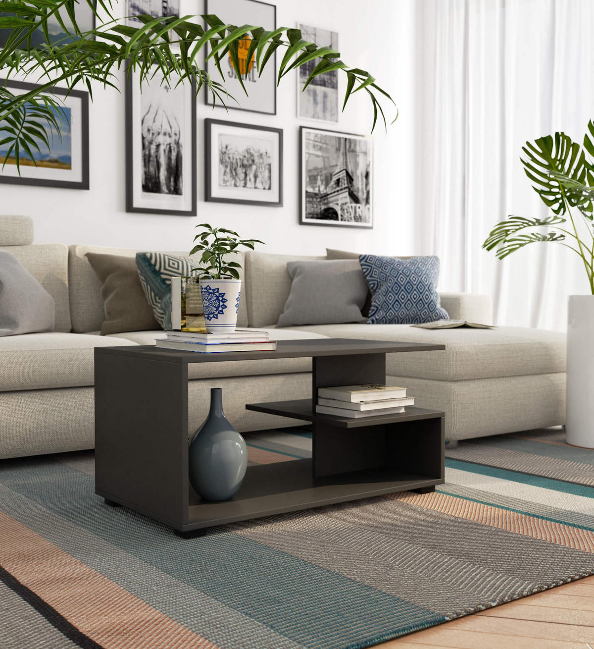 COUCHTISCH Graphit Grau 45/90/51 - Graphitfarben, Holzwerkstoff (51/90/45cm) - RAUMHIRSCH FURNITURE