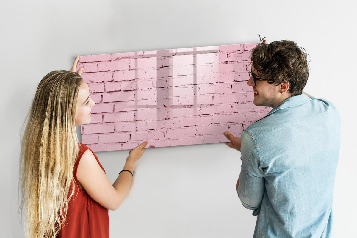 MAGNETTAFEL 120x60 Ziegelmauer - Pink, Glas (120/60/0.4cm) - TULUP