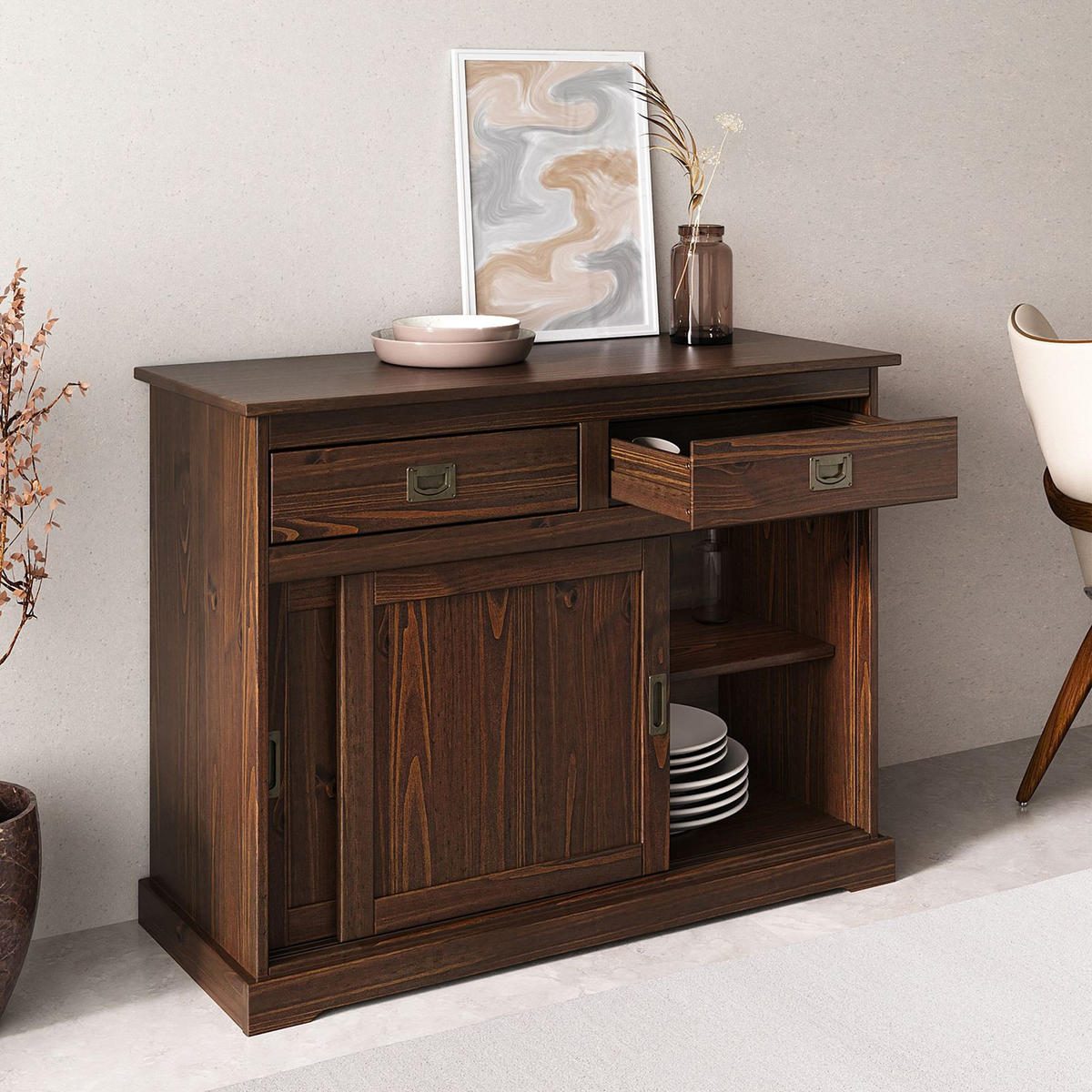 KOMMODE SAVONA - Nussbaumfarben, Holz (110/84/46cm) - IDIMEX