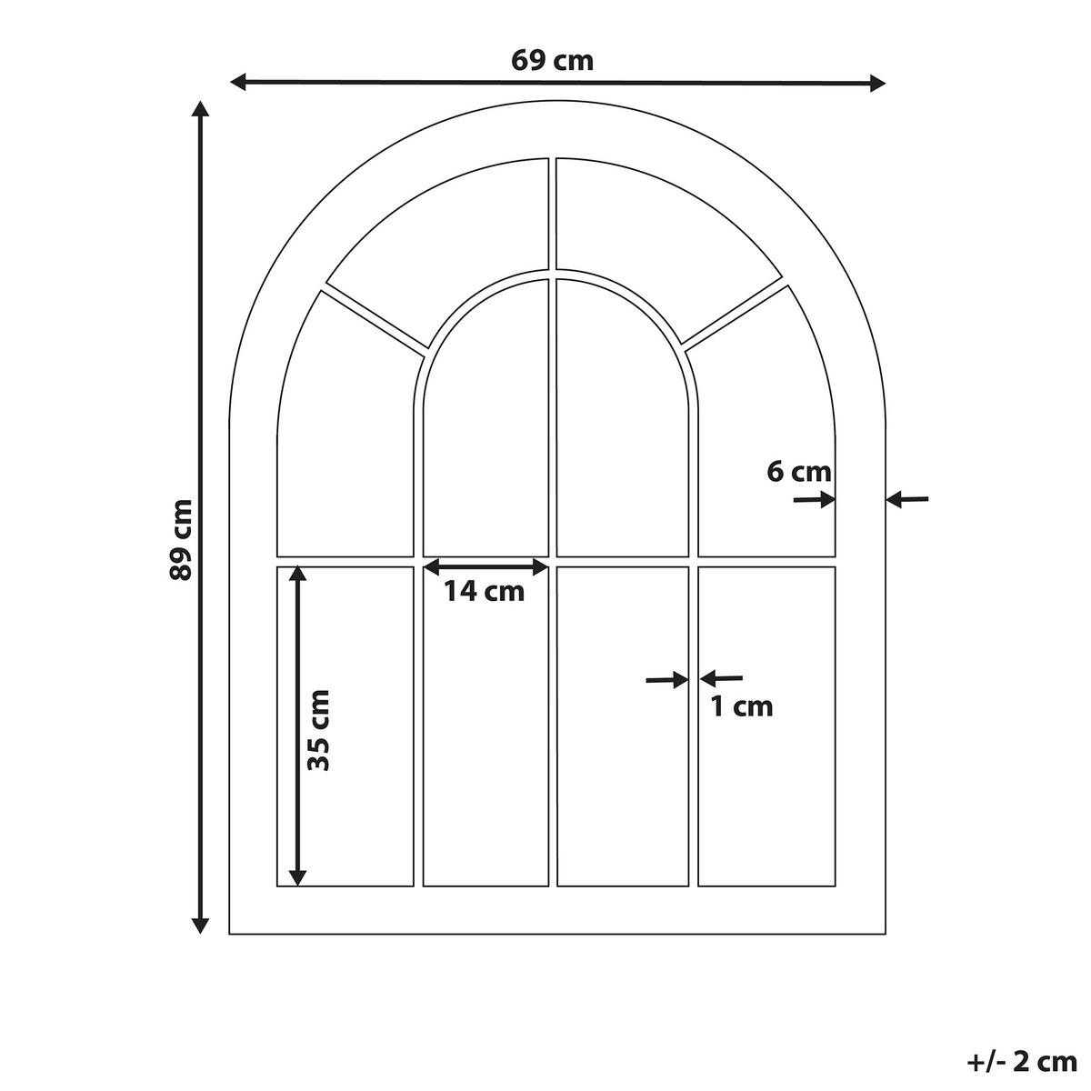 WANDSPIEGEL schwarz Fensteroptik 69/89 cm Embry - Schwarz, Metall (69/89/5cm) - Beliani