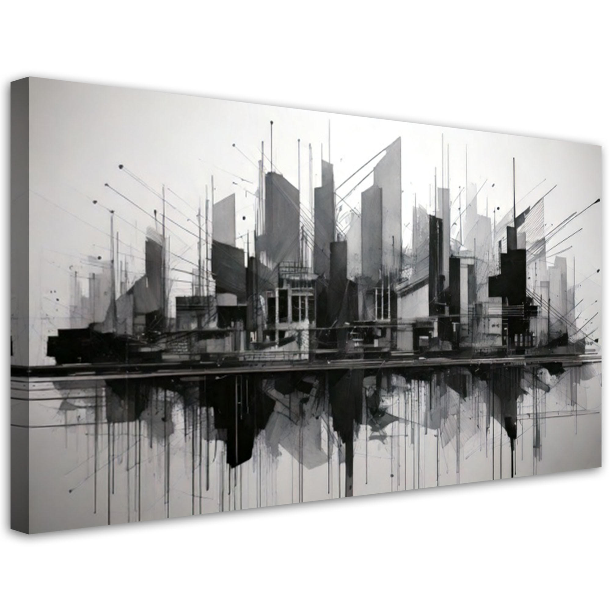 LEINWANDBILD Stadt Abstraktion Minimalismus Architektur 120x60cm - Grau, Textil (120/60cm) - Feeby