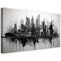 LEINWANDBILD Stadt Abstraktion Minimalismus Architektur 120x60cm - Grau, Textil (120/60cm) - Feeby