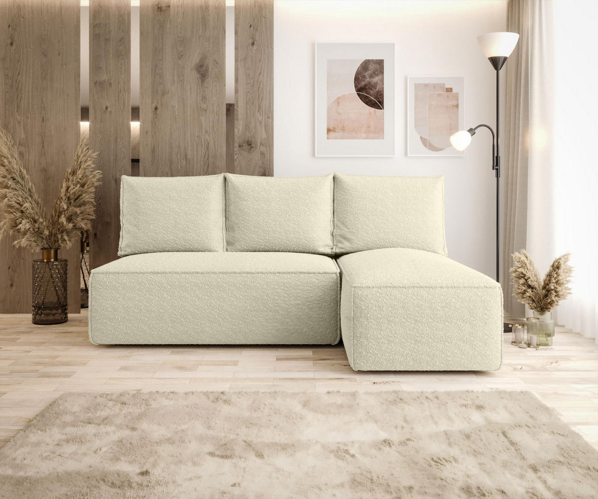 ECKSOFA mit Schlaffunktion SAVIO MINI Quelle 02 Rechts - Ecru, Textil (200/140cm) - Bedante