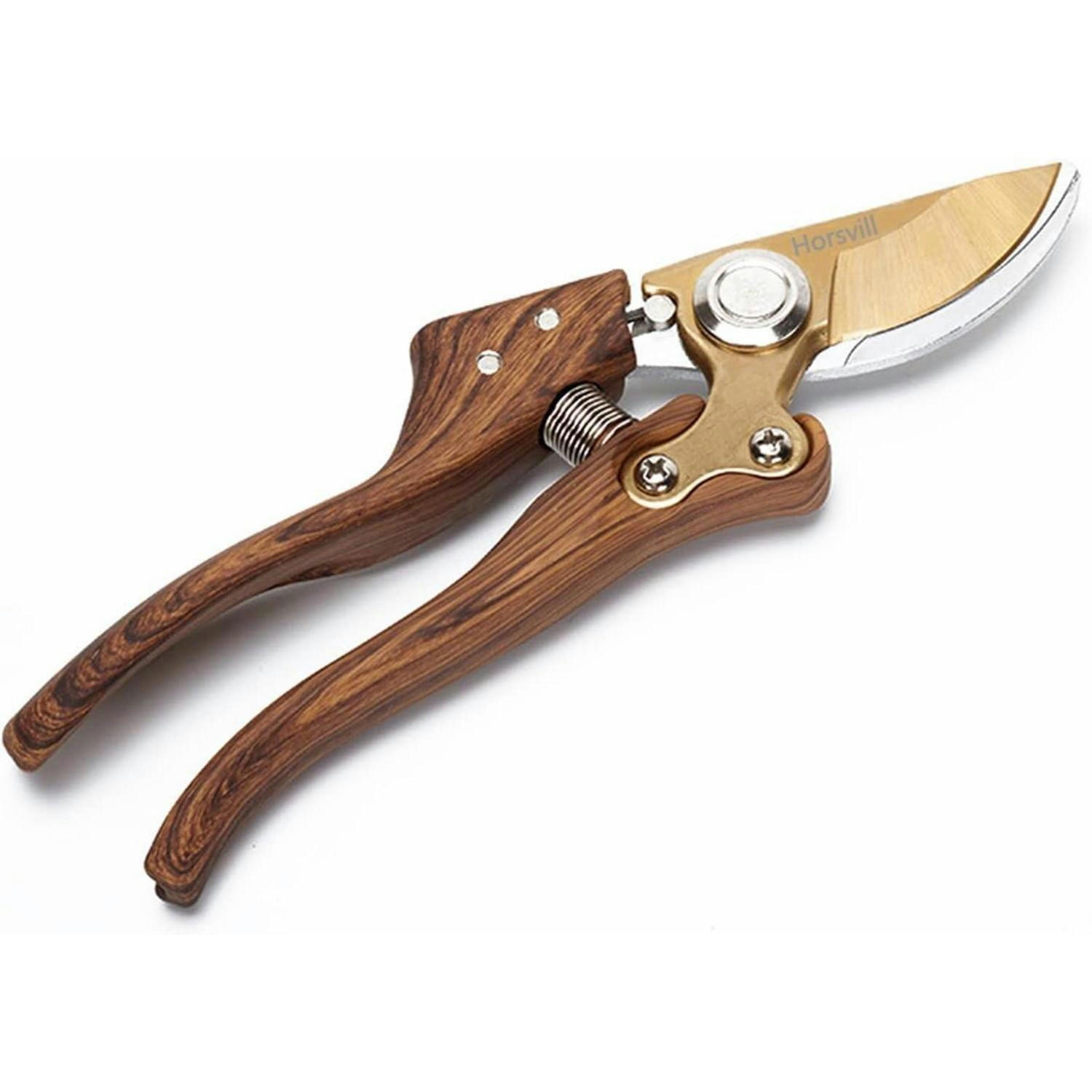 GARTENSCHERE aus japanischem SK4-Stahl mit Holzmaserung - Braun, Metall (6/2.4/21.8cm)