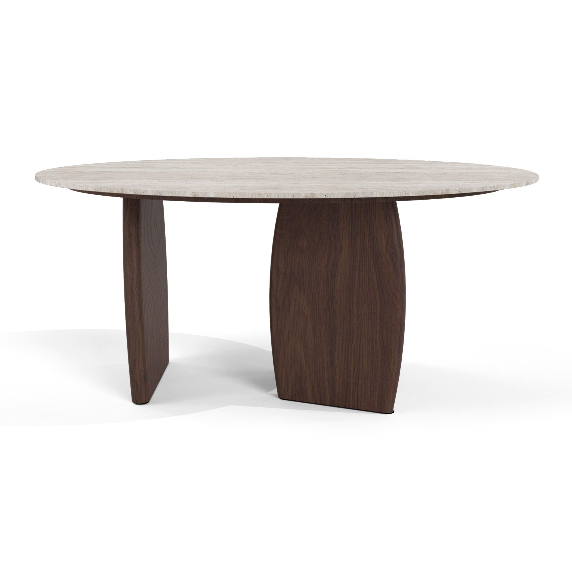 COUCHTISCH Keramik Travertin und Walnuss 90cm - Beige, Keramik (60/90/40cm) - Sia Home