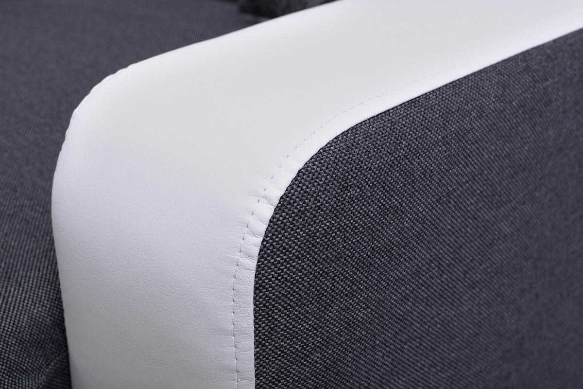 ECKSOFA MIRA Grau Geflochtener Stoff mit Schlaffunktion - Grau, Holz (263/184cm) - MASSENO