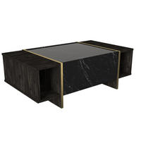 COUCHTISCH Veyron Rebab Braun Dunkelgrau ( Marmor Optik ) - Dunkelgrau/Braun, Holzwerkstoff (60/103.8/37.3cm) - moebel17