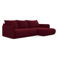 ECKSOFA mit Schlaffunktion Samt Stoff Rot - Bordeaux/Rot, Kunststoff/Textil (240/148cm) - LaMiaSofa