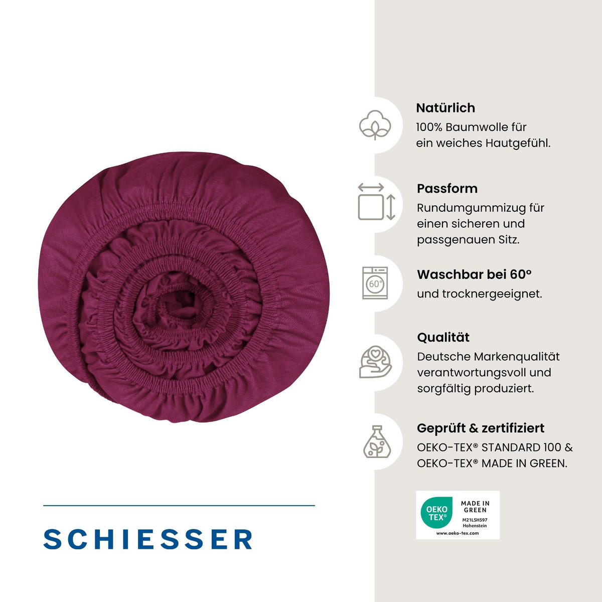 SPANNBETTLAKEN Jessi 100% Baumwolle 150x200 cm Beere - Beere, Textil (150/200cm) - SCHIESSER