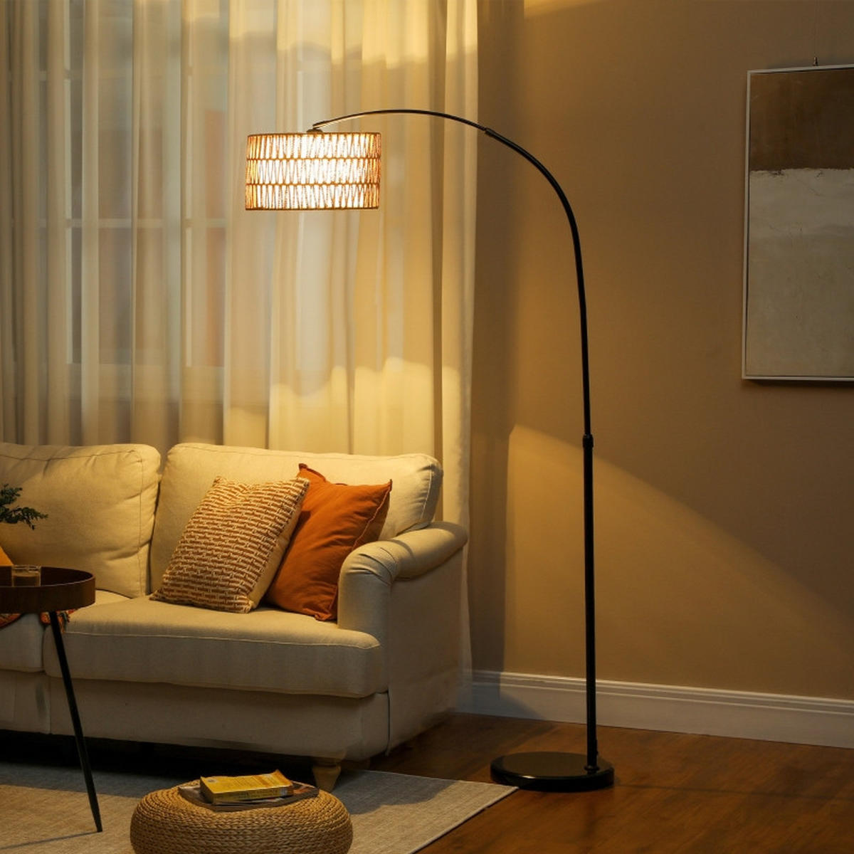 STEHLEUCHTE 93x34x144-175cm Bogenlampe Höhenverstellbar Mit Fußschalter Schwarz - Schwarz, Metall (93/34/175cm) - Raelunyi