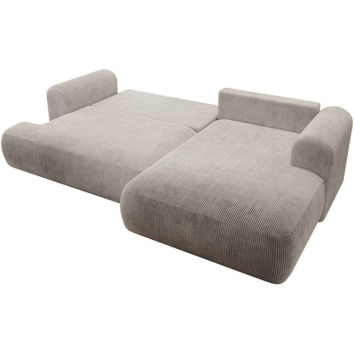 ECKSOFA Ovo Cord mit Cordbezug Graubeige, rechts - Taupe/Schwarz, Textil (165/260cm) - Selsey