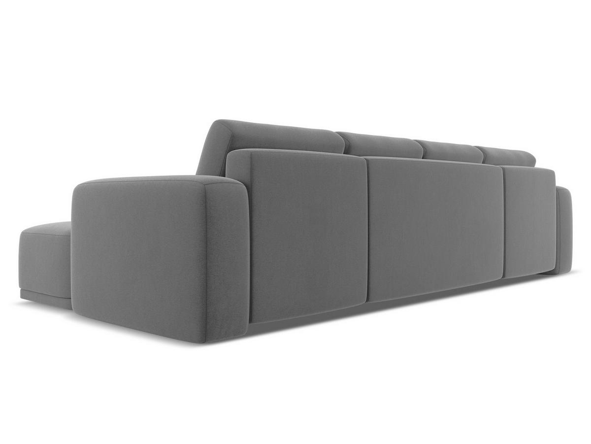 WOHNLANDSCHAFT Samt Stoff Grau - Schwarz/Grau, Kunststoff/Textil (333/91/160cm) - Makamii