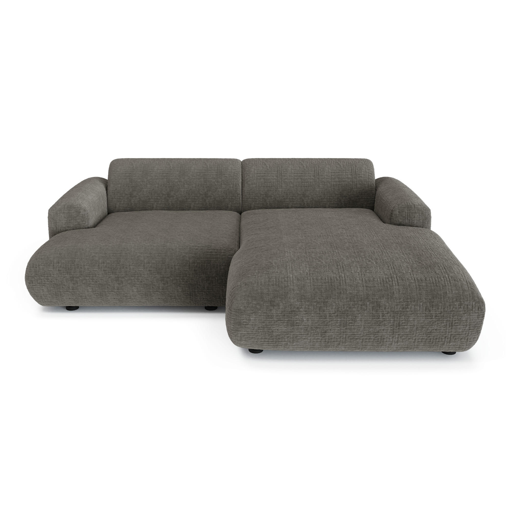 ECKSOFA RECHTS Gemusterter Samt Grau 266cm - Grau, Textil (266/165cm) - Sia Home