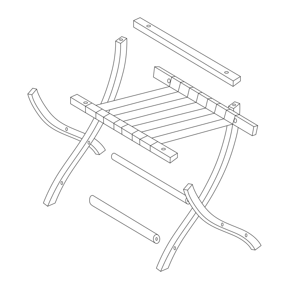 KOFFERSTÄNDER - Schwarz, Holz/Kunststoff (60/75/41cm) - Relaxdays