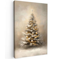 LEINWANDBILD Weihnachten - Weihnachtsbaum - Schnee - Kunst 20x30 cm - Champagner, Textil (20/30cm) - MuchoWow