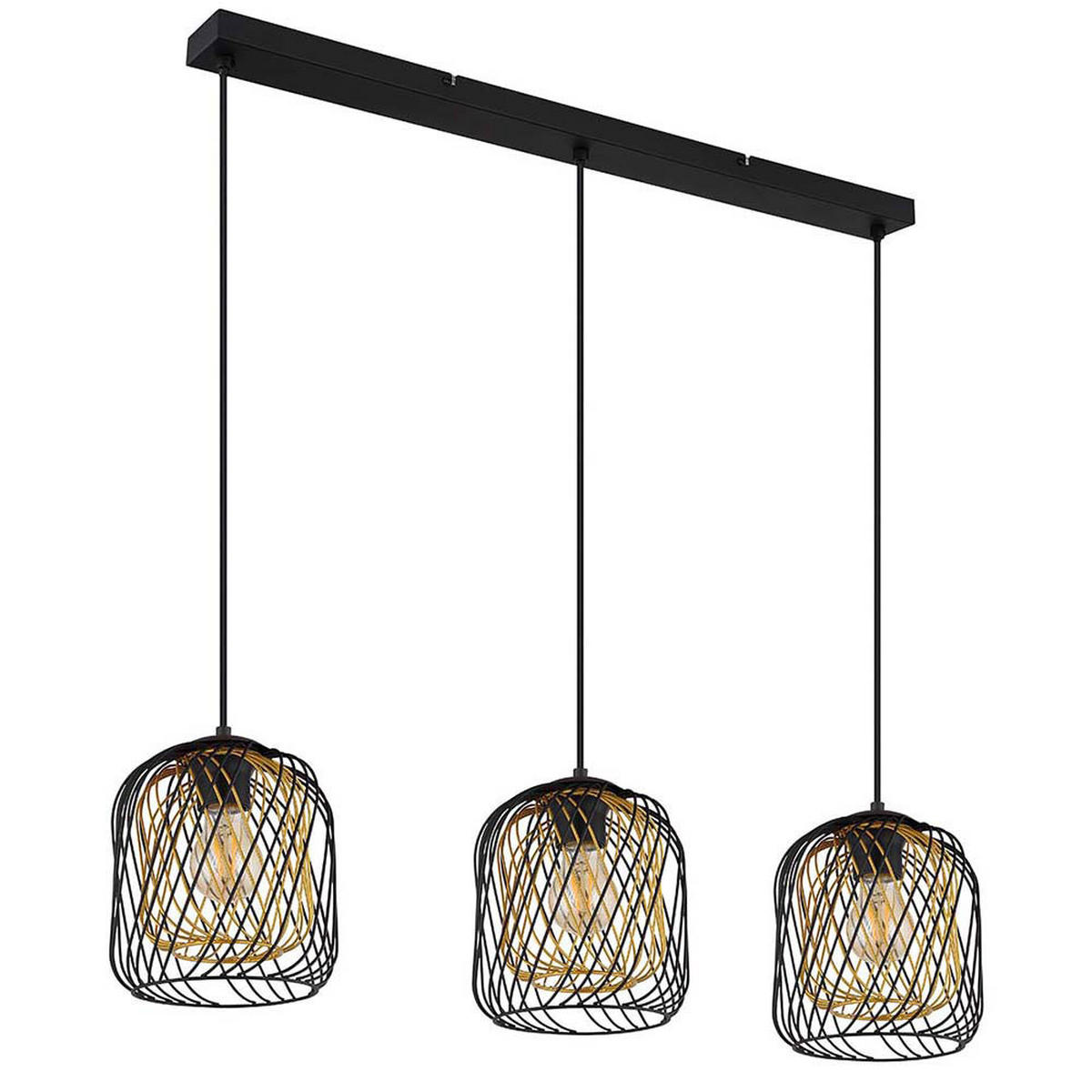 LED HÄNGELEUCHTE Schwarz Gold Metall - Schwarz, Glas (84/18/150cm) - Globo Lighting