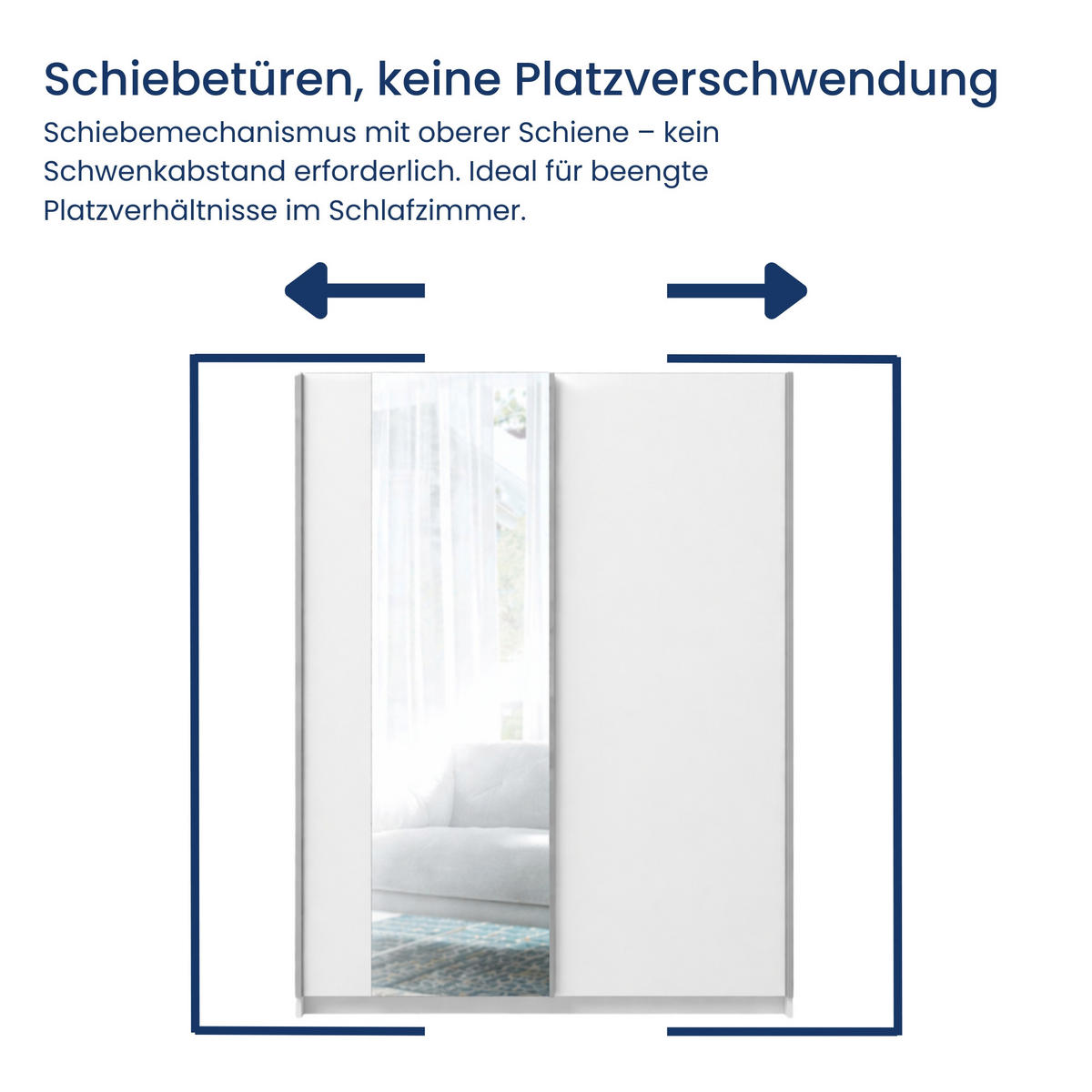 SCHUIFKAST 2-Türen 180 cm mit Spiegel in Weiß - Weiß, Holzwerkstoff (62/198.5/180.6cm) - Home Collective