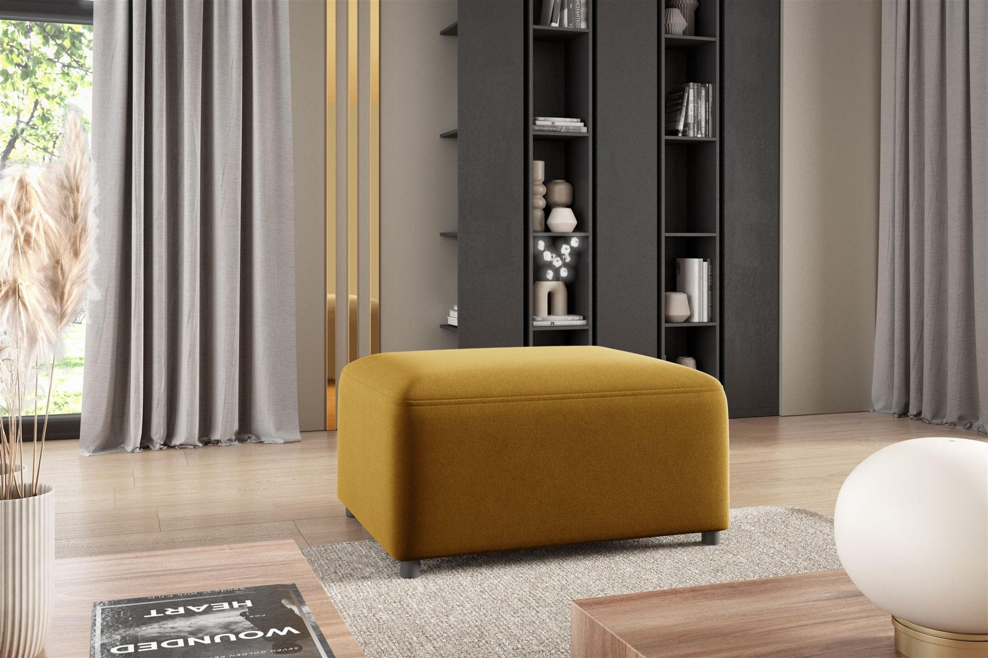 Thumbnail - Fun Möbel Ecksofa, Honig, Textil, Ottomane links, 304x165 cm, Wohnzimmer, Sofas & Couches, Wohnlandschaften, Ecksofas