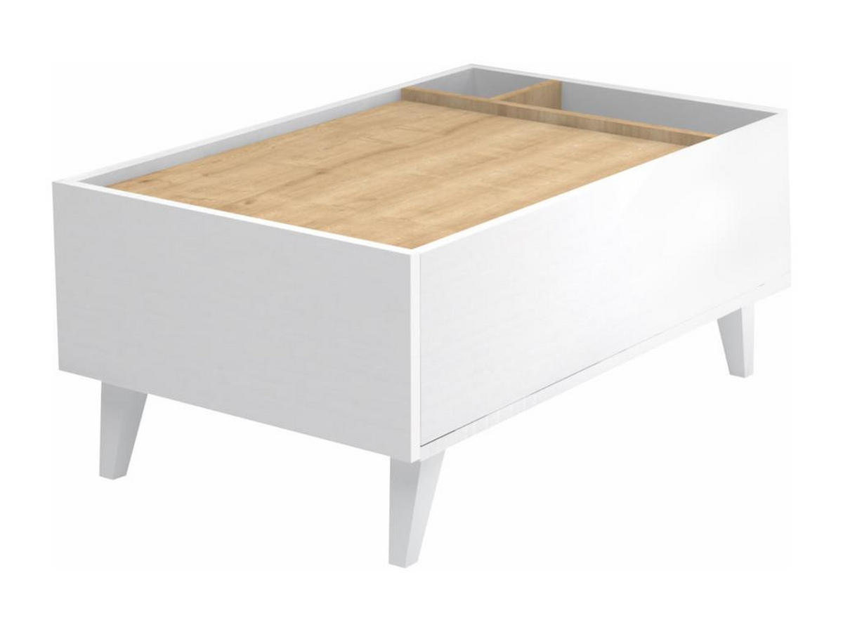COUCHTISCH mit 1 Schublade & 2 Ablagefächern - Holzfarben & Weiß - ISALIA - Naturfarben, Holz (90/56/40cm) - Vente-Unique