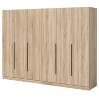 KLEIDERSCHRANK Eiche Sonoma 6-türig 240 x 181 cm, Drehtürenschrank mit Kleiderstange - Eichefarben/Schwarz, Holzwerkstoff/Kunststoff (240/181/52cm) - Inn.Furn