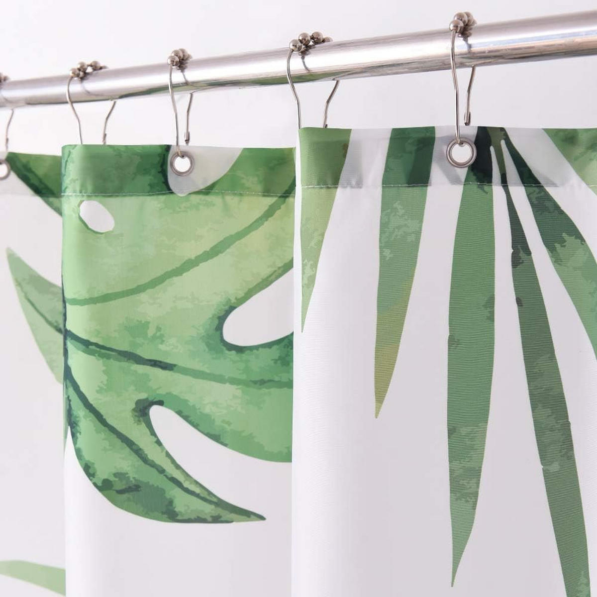 DUSCHVORHANG Blätter Grün Polyester Schnell Trocknend Wasserabweisend mit Haken - Grün, Kunststoff (180/200cm) - MCBOSON