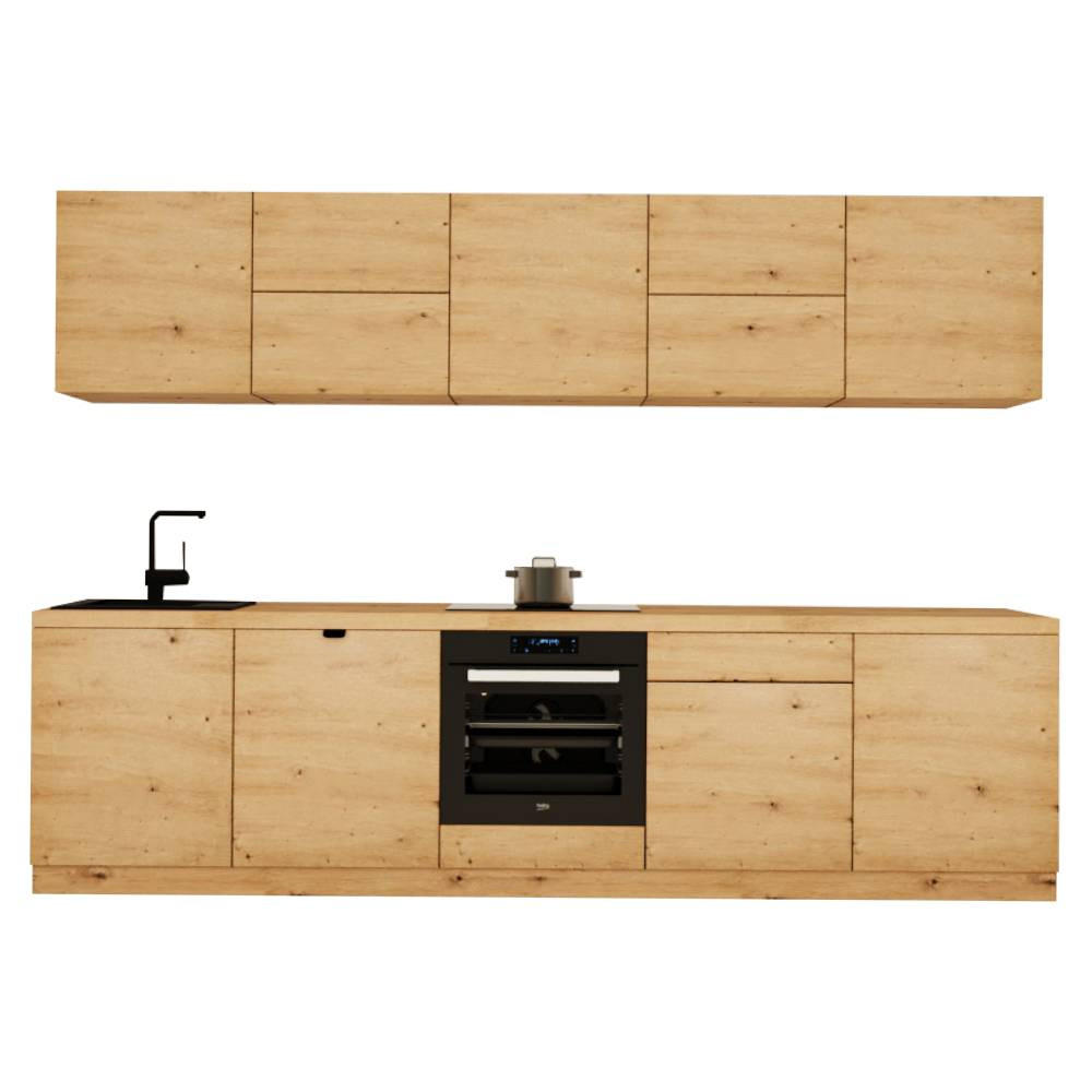 KÜCHENZEILE 300 cm - Langen KL30-M300 - in Artisan Eiche - Eiche Artisan, Holz (300/212/52cm)
