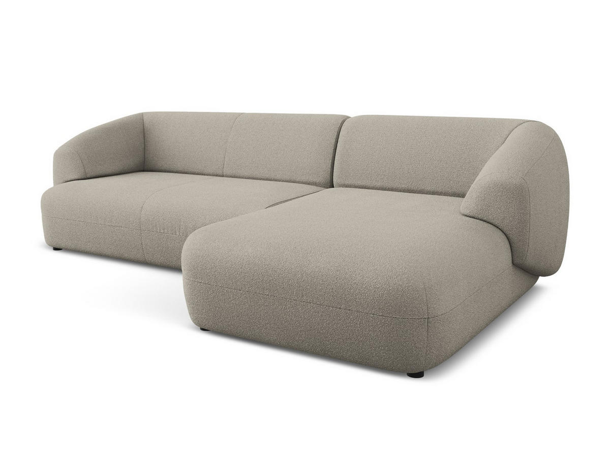 ECKSOFA Rechts Bouclé Stoff Beige - Beige/Schwarz, Kunststoff/Textil (280/156cm) - Makamii