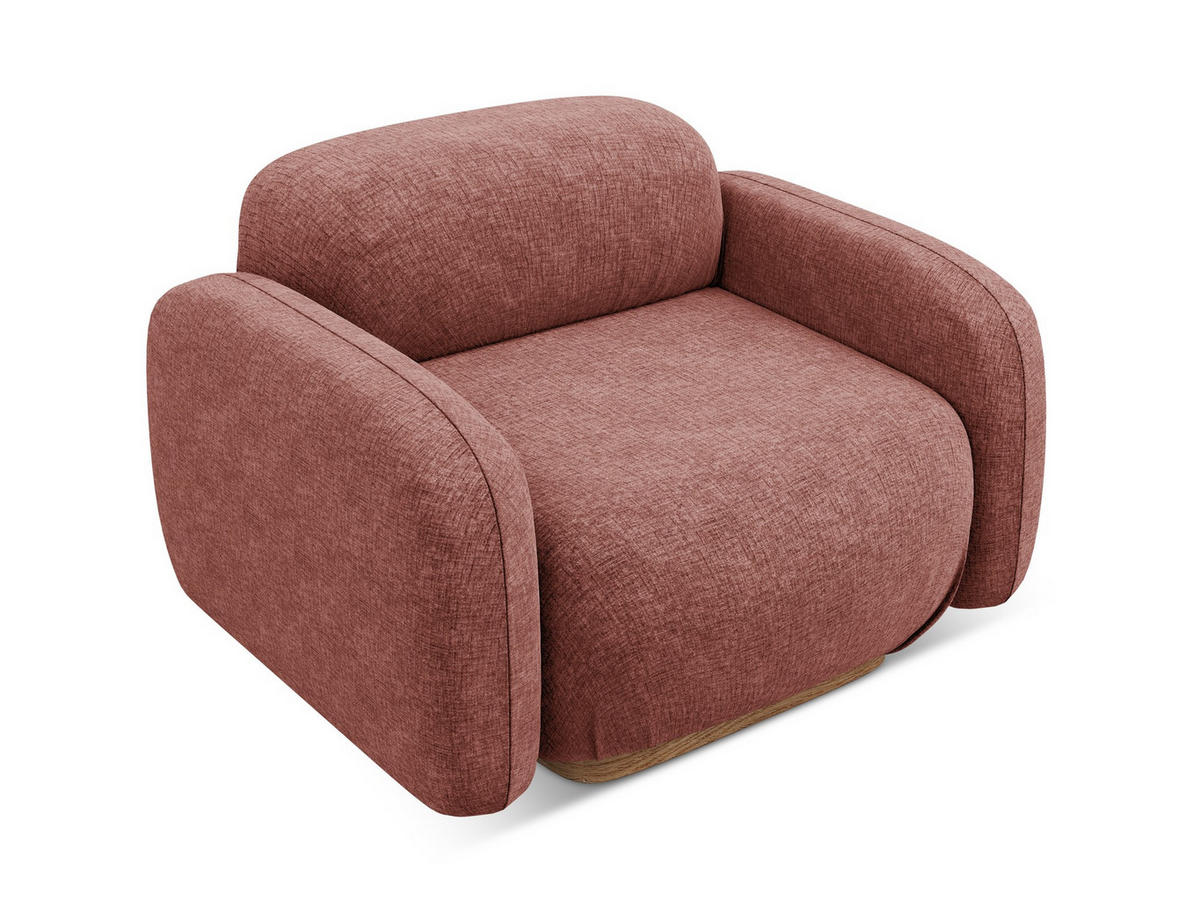 SESSEL Chenille Stoff Pink - Pink/Hellrosa, Holz/Textil (110/73/95cm) - Makamii