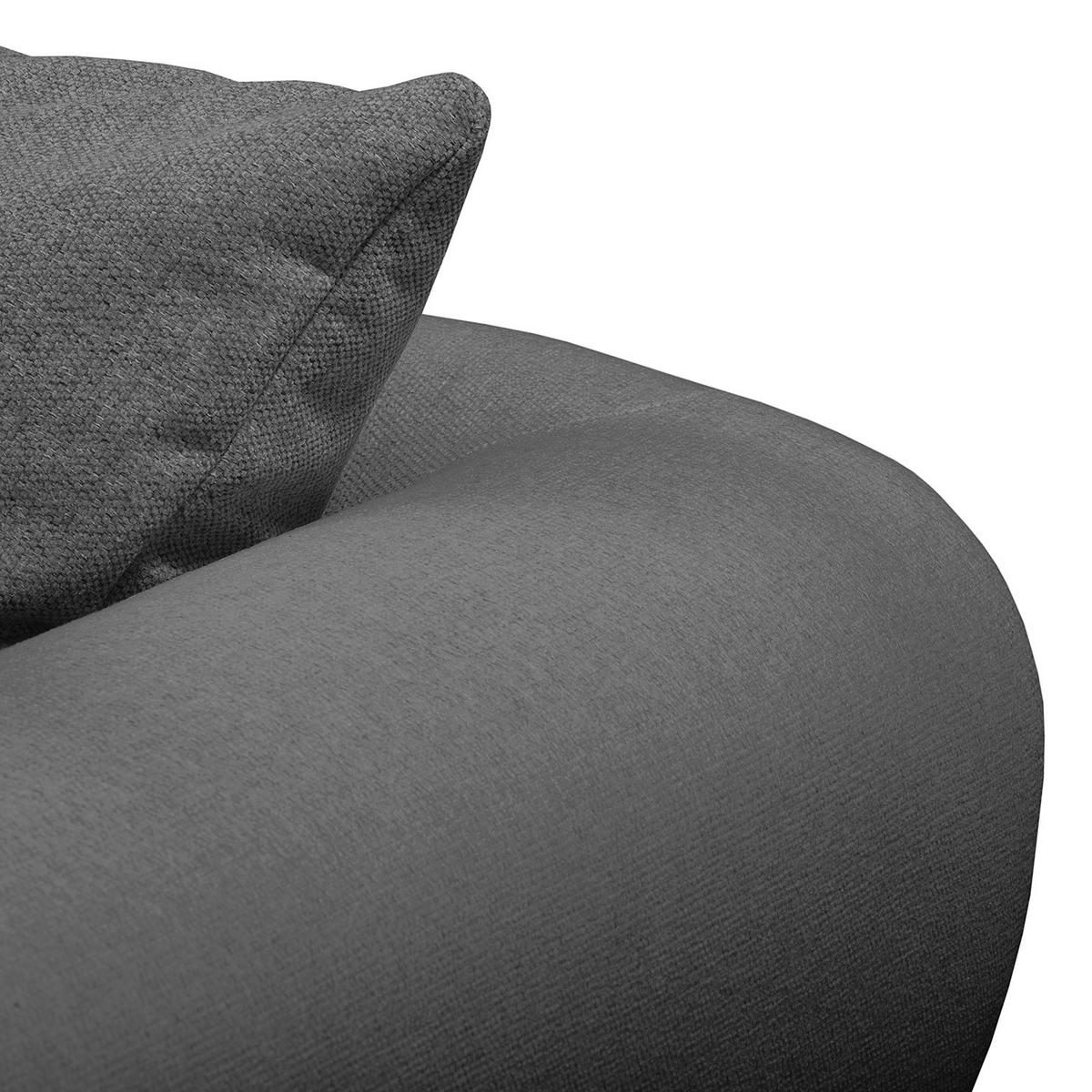 BIGSOFA - Webstoff - Anthrazit/Braun, Holz/Textil (227/95/108cm) - home24