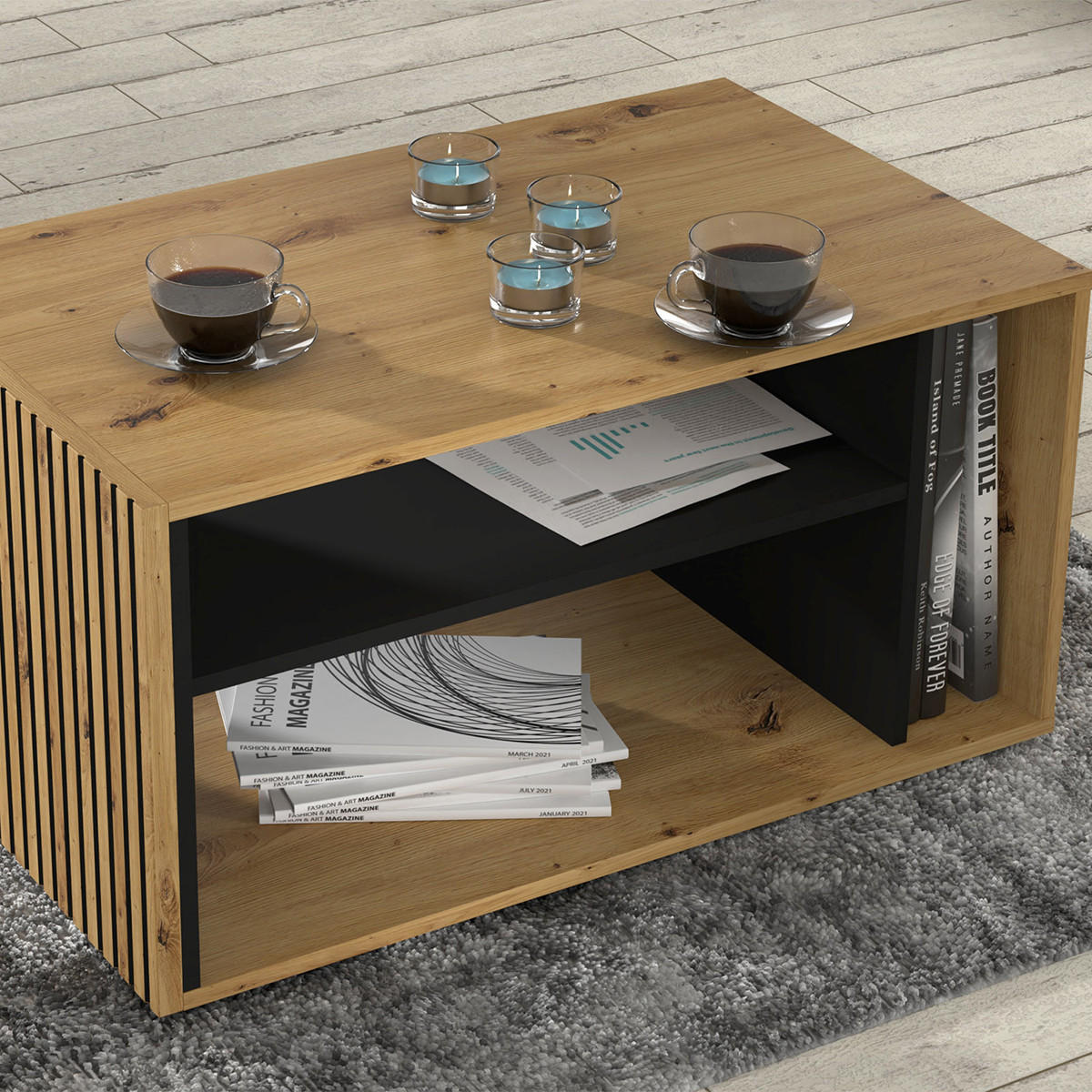 COUCHTISCH Nera Holz und Schwarz - Schwarz, Holzwerkstoff (55/88/45cm) - Petits-meubles