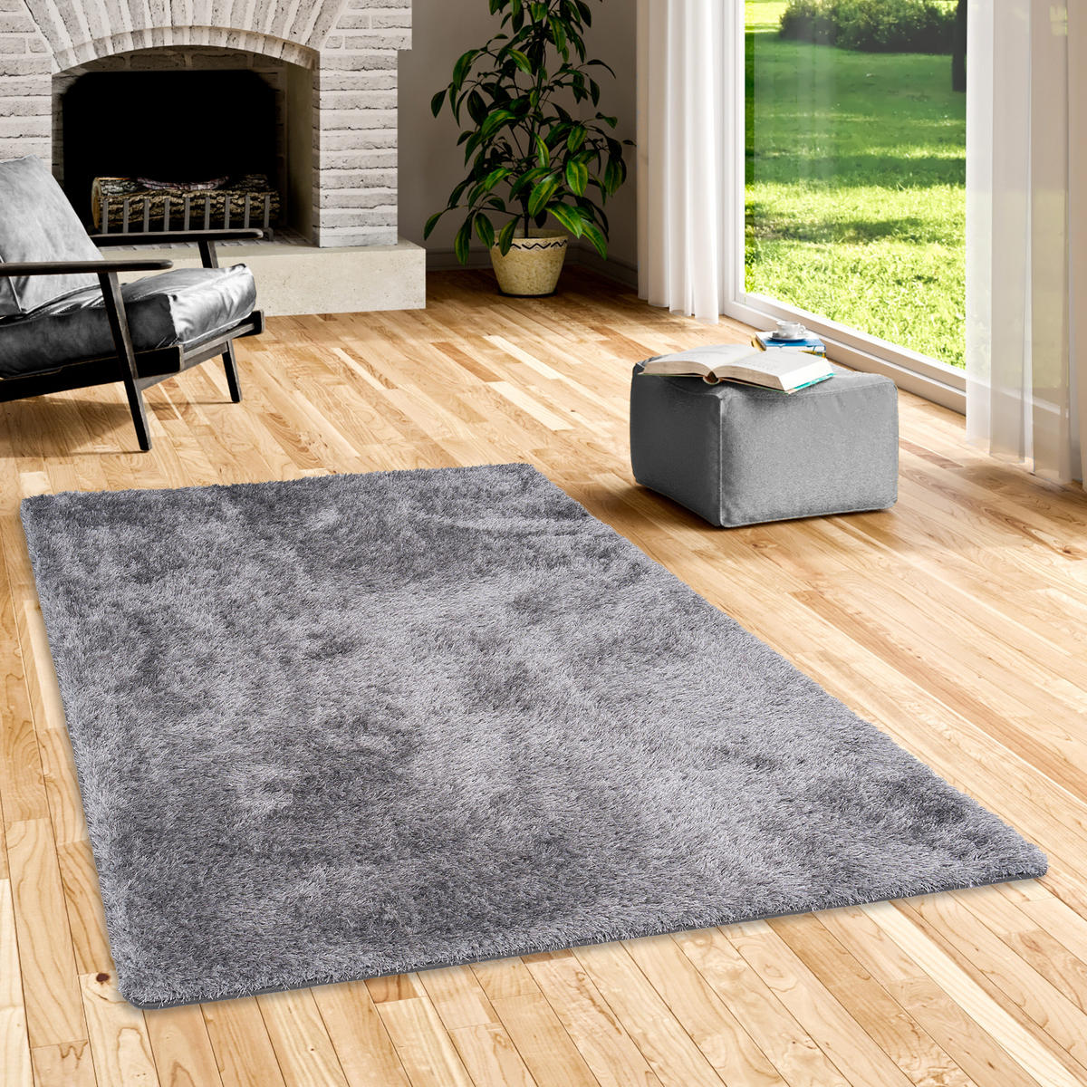 HOCHFLOR SHAGGY TEPPICH LUXUS EMOTION MIX - Silberfarben, Textil (160/160cm) - Snapstyle