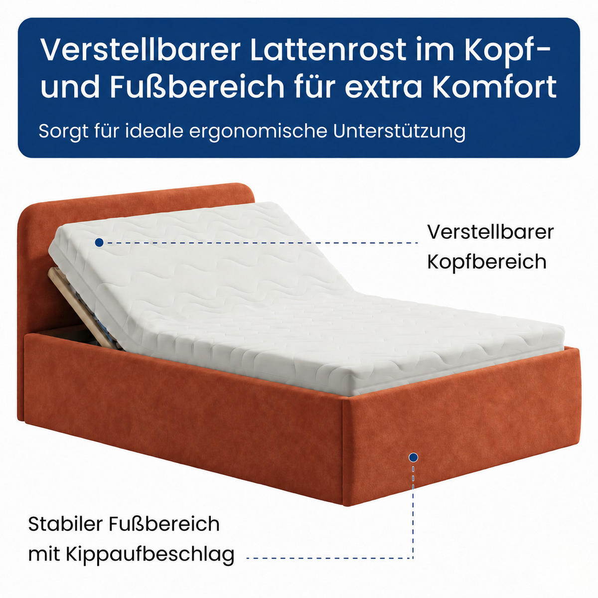 POLSTERBETT 140x200 cm Bonnellfederkernmatratze H2 Microvelours in Terra - Terracotta, Textil (140/200cm) - Home Collective