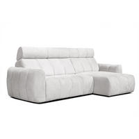 ECKSOFA KIMI 3-Sitzer, ausziehbarer Sitz, verstellbare Kopfstützen, cremefarben - Creme/Schwarz, Holzwerkstoff/Textil (270/160cm) - Courtois Laville